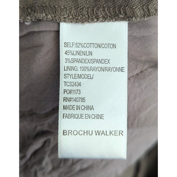 Brochu Walker Loana Pants Women's Size Large Brown Linen Blend Crop Bottoms - Picture 4 of 7